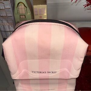 Victoria’s Secret classic pink and white striped cosmetic bag